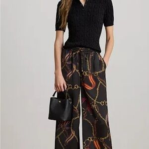 Lauren Ralph Lauren Black Pants with Gold Chain Print